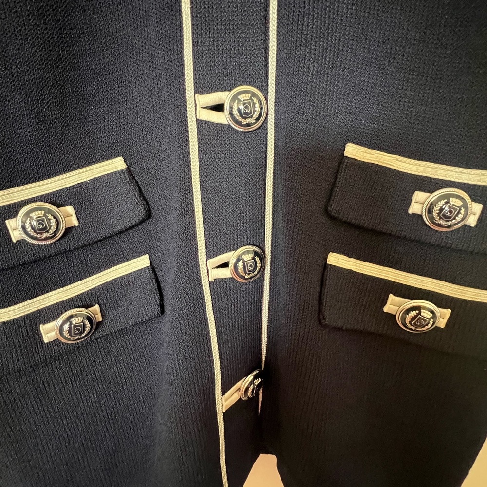 St. John Navy Cream-silver Buttoned Blazer - Picture 3 of 5